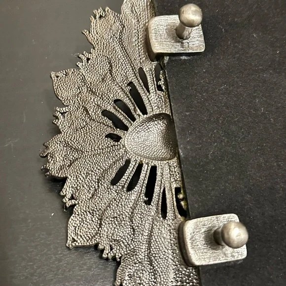 Vintage Enamel Rhinestone Pewter Peacock Mirror Vanity Tray